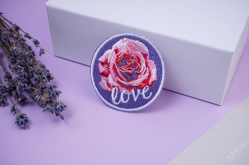 【刺绣布贴】紫玫瑰 Rose - 贴纸 - 绣线 