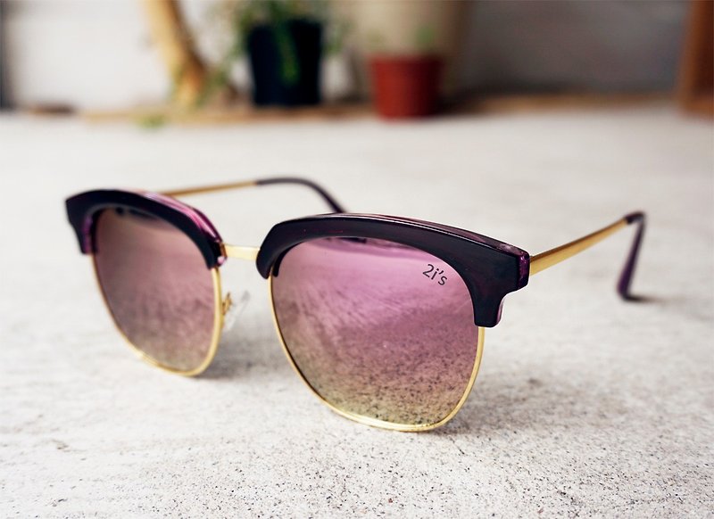偏光太阳眼镜│紫色金色框│粉色反光镜片│抗UV400│2is Tami V - 眼镜/眼镜框 - 其他金属 紫色