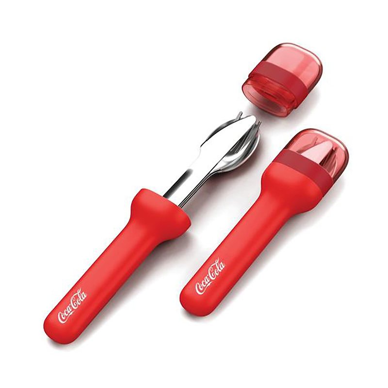 ZOKU x 可口可乐不锈钢便携式餐具套装 - 餐刀/叉/匙组合 - 不锈钢 红色