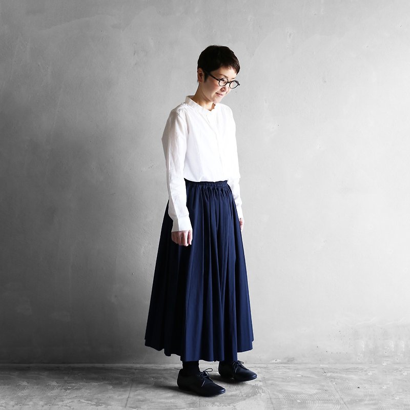 コピー ふんわりコットンロングスカート【ネイビー】 - 裙子 - 棉．麻 蓝色