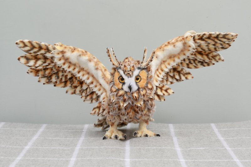 Mothers Day Gift Cute Owl Stuffed Plush Toy Handmade Decor - 玩偶/公仔 - 其他材质 咖啡色