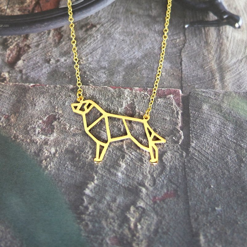 Australian Shepherd Necklace, Origami Dog Necklace, gift for Dog lover - 项链 - 铜/黄铜 金色