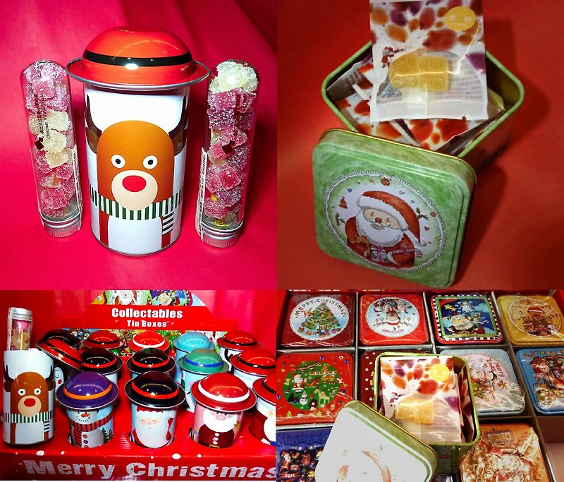 给小朋友最棒的圣诞小礼盒-帽筒/四方铁盒法式水果软糖-天然健康 - 零食/点心 - 新鲜食材 红色