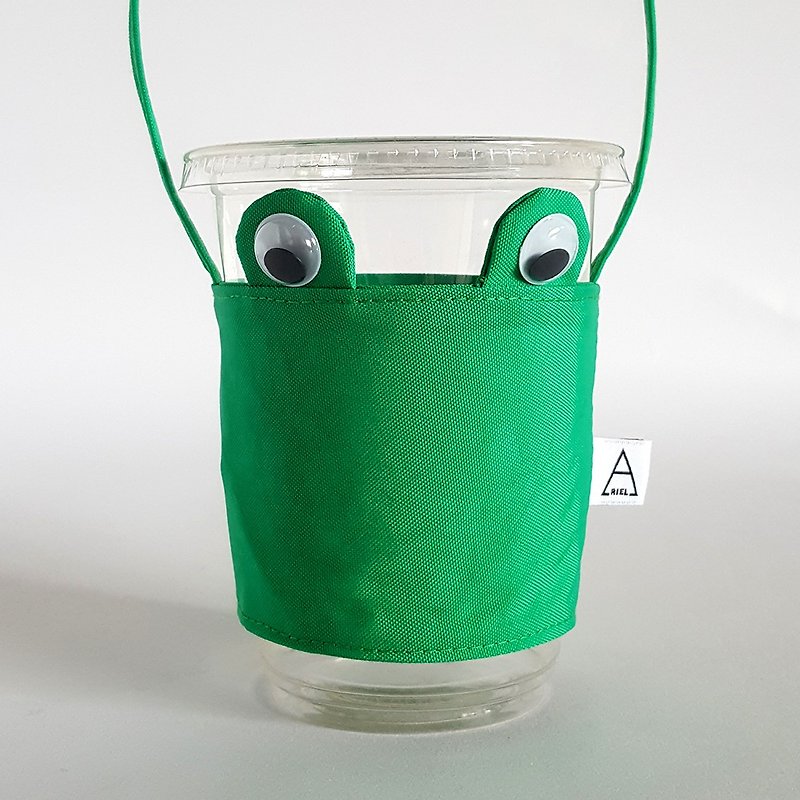 Ariel's wonderland/环保饮料杯袋/呱呱蛙 - 随行杯提袋/水壶袋 - 棉．麻 绿色