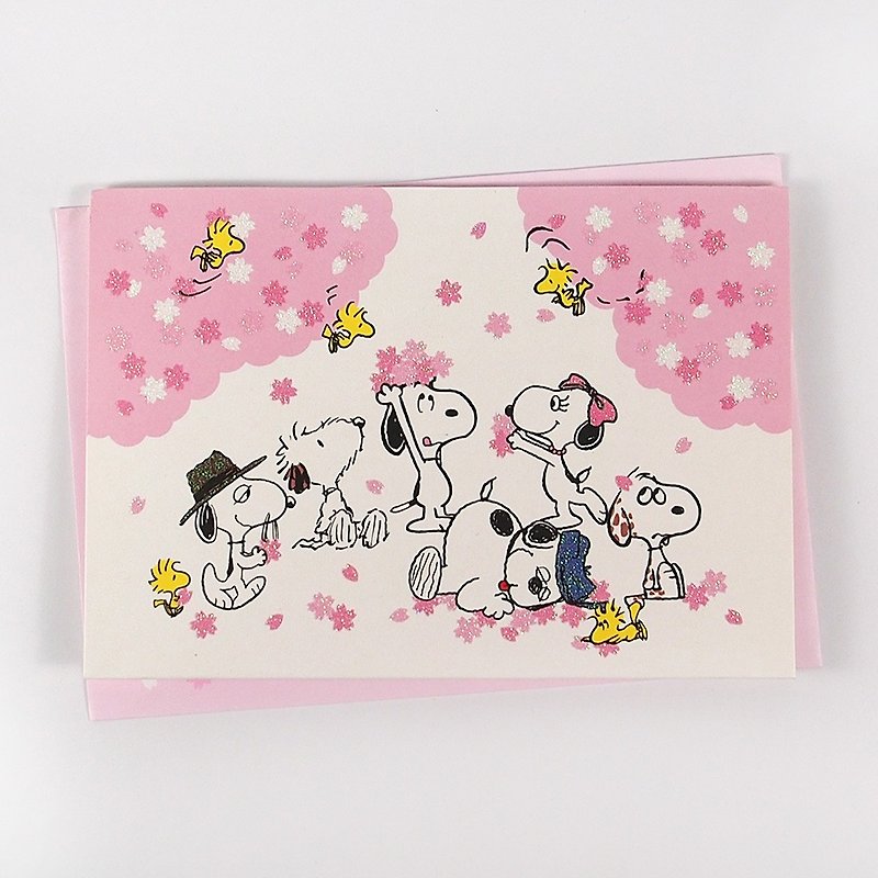 Snoopy 在樱花树下好幸福喔【Hallmark 立体卡片 恭喜道贺】 - 卡片/明信片 - 纸 粉红色