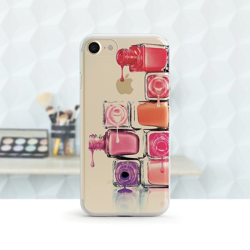 浮雕指甲油-透明软壳-  iPhone14, 13 至 iPhoneSE, Samsung - 手机壳/手机套 - 橡胶 红色