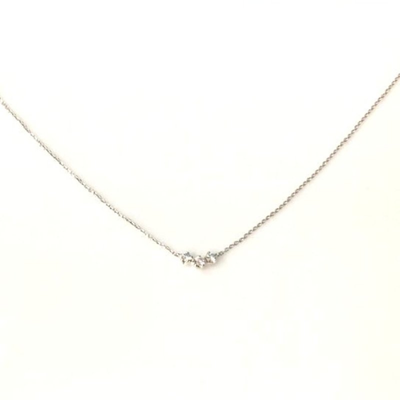 【Moriarty Jewelry】三颗小钻 - 微性感 - 14K 白K金 小钻项链 - 项链 - 钻石 