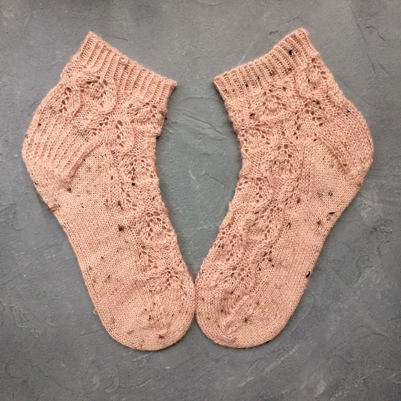 妇女手工羊毛花边紫色袜子 - 袜子 - 羊毛 粉红色