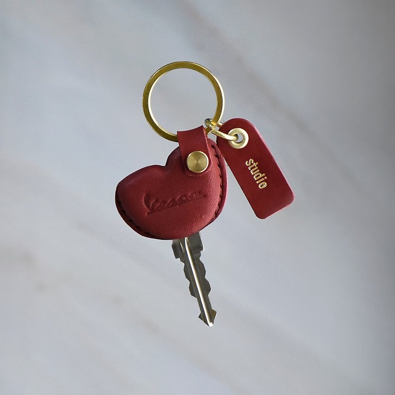 Vespa伟士牌植鞣皮革机车钥匙套/刻字/烫金 - 钥匙链/钥匙包 - 真皮 