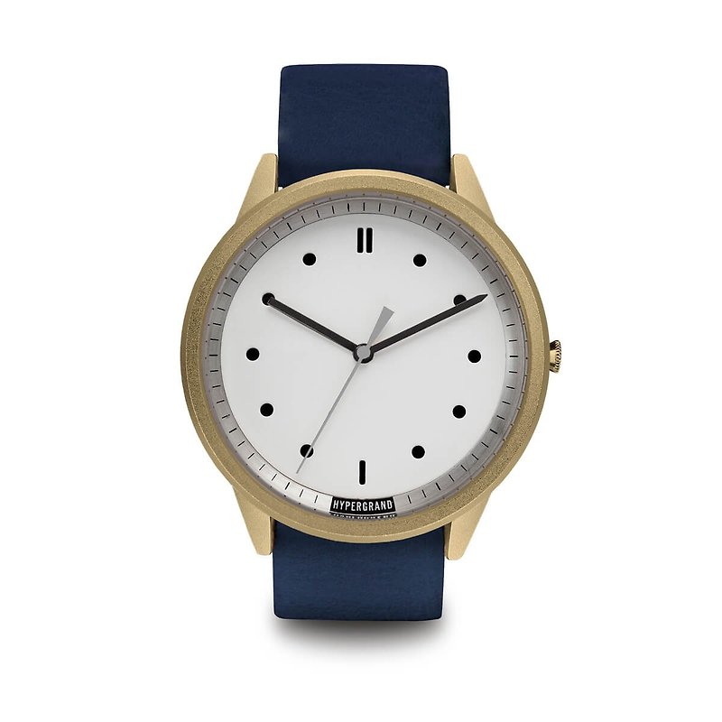 HYPERGRAND - 02基本款系列 - 金白表盘蓝皮革 手表 - 男表/中性表 - 其他材质 蓝色