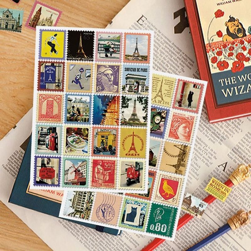 7321 Desgin-邮票贴纸组V4-巴黎A02,7321-04702 - 贴纸 - 纸 多色