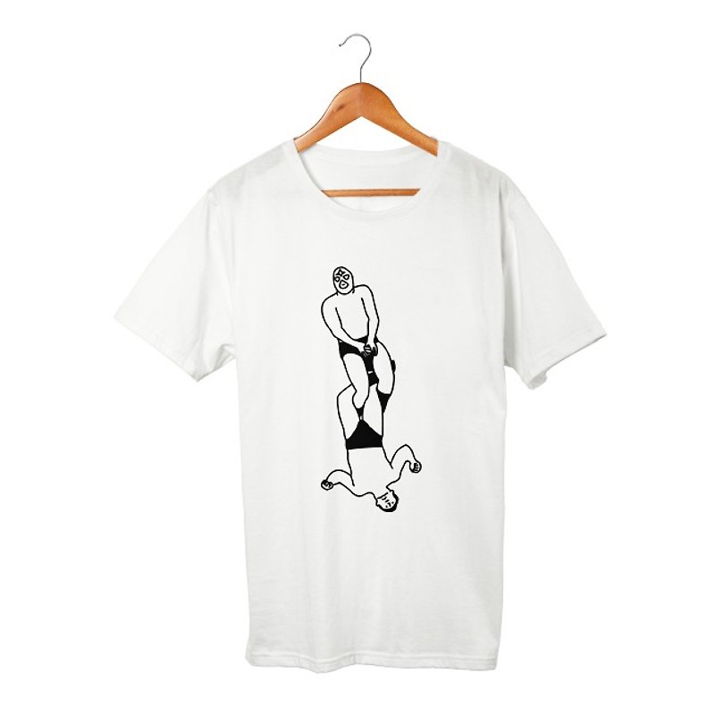 4の字固め T-shirt - 中性连帽卫衣/T 恤 - 棉．麻 白色