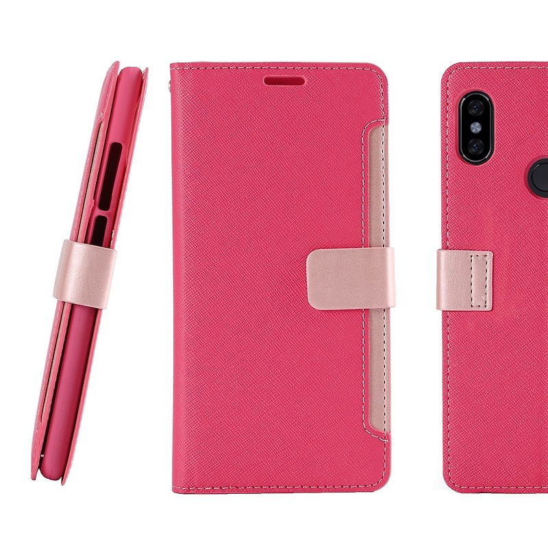 CASE SHOP 红米Note 5 专用前收纳式侧掀皮套-粉(4716779659801) - 手机壳/手机套 - 人造皮革 粉红色
