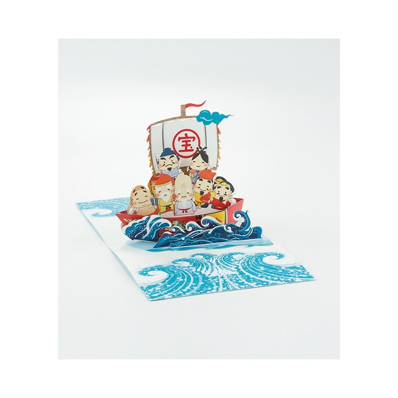日本 Pop-up 纸雕3D立体卡片 七福神 - 卡片/明信片 - 纸 
