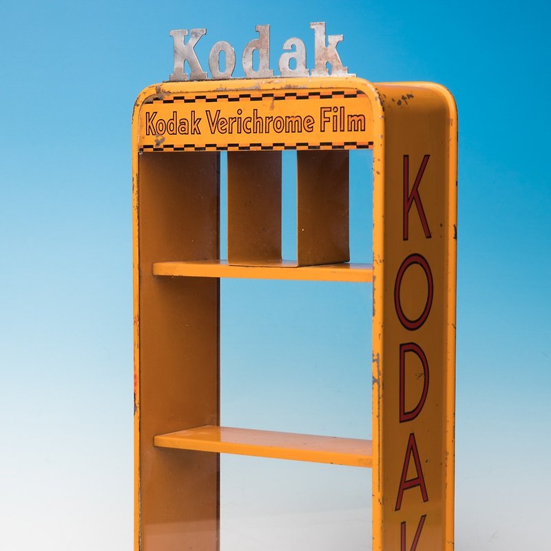 桑惠商号  1953s 柯达KODAK  美国制 圆角铁牌Logo手工玻收纳璃柜 - 收纳用品 - 其他金属 黄色
