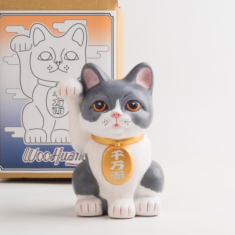 | woohuang | 水泥材质 | 预购选项  猫绘招财猫 - 玩偶/公仔 - 水泥 灰色