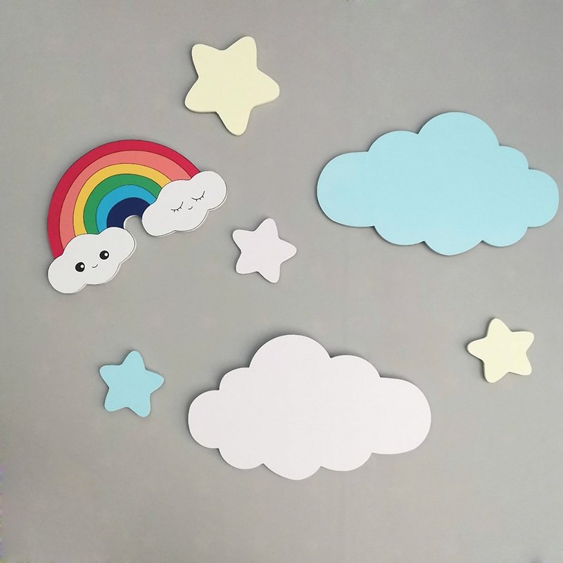 【定制】云朵彩虹墙面装饰 补洞遮丑墙贴 儿童房创意墙 - 墙贴/壁贴 - 木头 多色