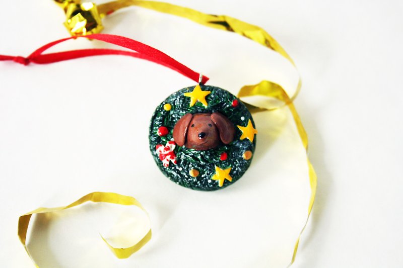 腊肠狗圣诞树装饰品 - 玩偶/公仔 - 粘土 多色