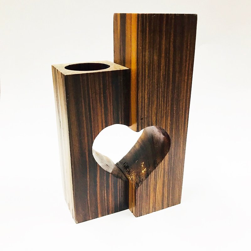 心心相印原木盆器组 - 花瓶/陶器 - 木头 咖啡色