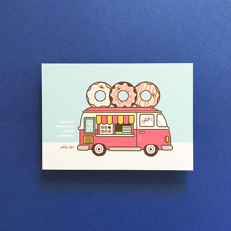 甜甜圈摊车 / 明信片 - 卡片/明信片 - 纸 多色