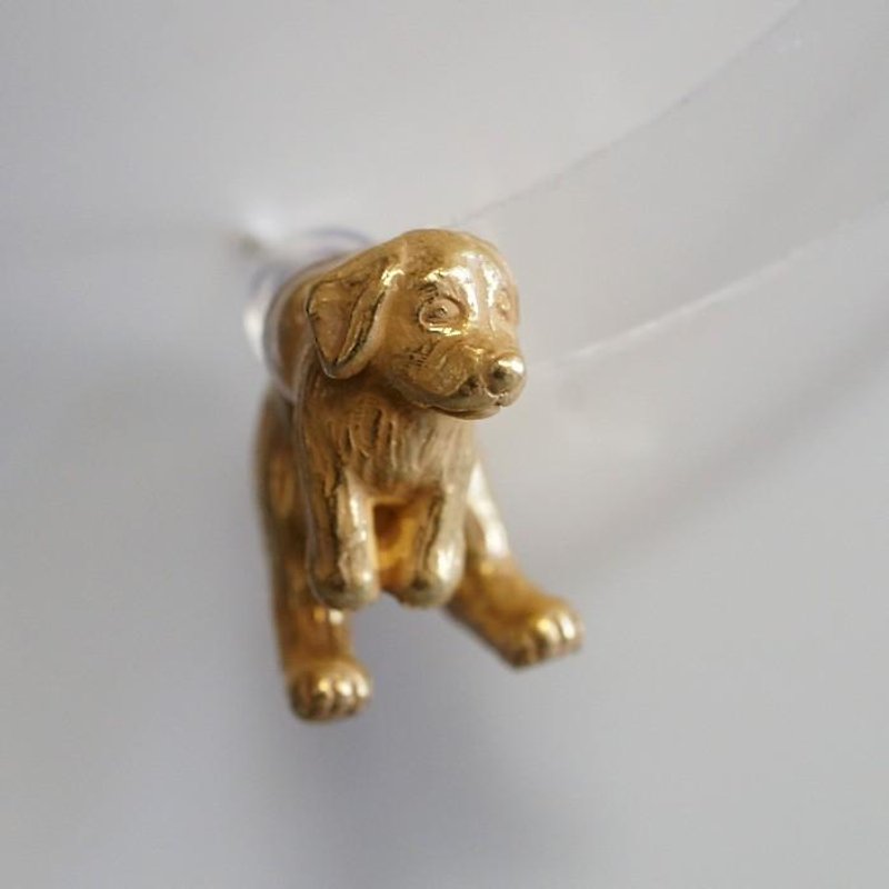 垂れ耳犬ピアス　アンティークゴールド 片耳 - 耳环/耳夹 - 其他金属 金色