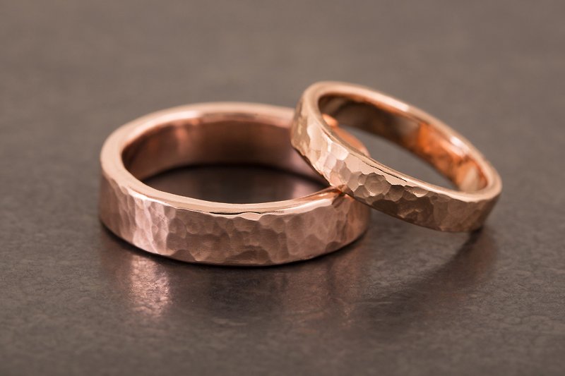 Hammered Head Ring 戒指 - 铜 - 锤目海纹/树纹 - 戒指 - 铜/黄铜 金色