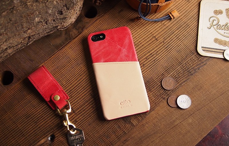 alto iPhone 5/5S/SE 真皮手机殻背盖 Metro - 珊瑚红/本色 - 手机壳/手机套 - 纸 红色