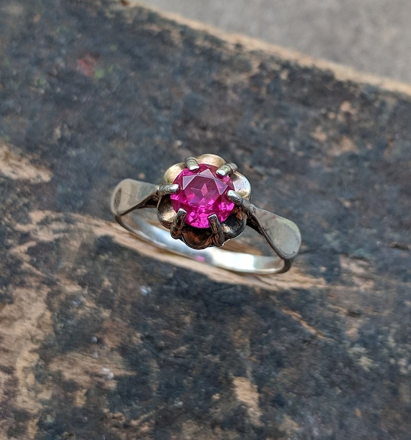 古董Soviet纯银粉红宝石戒指 - 戒指 - 纯银 粉红色