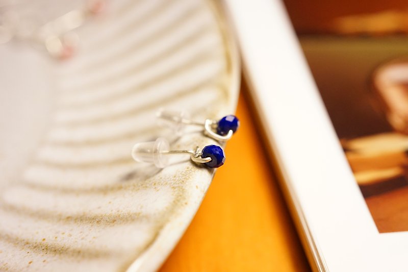 【青金石耳环】 s925纯银耳针式耳环 - 耳环/耳夹 - 石头 蓝色