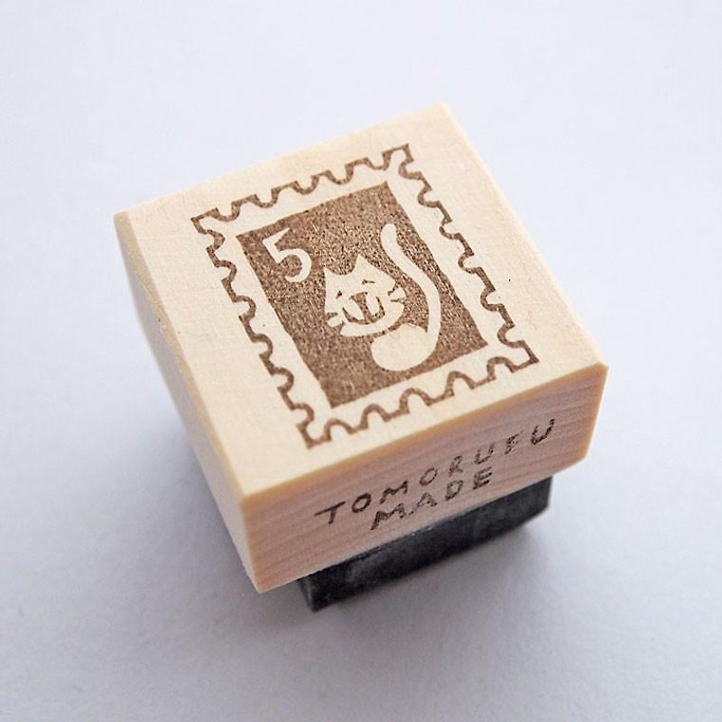 消しゴムはんこ　切手　No.5　ねこ - 印章/印台 - 木头 咖啡色