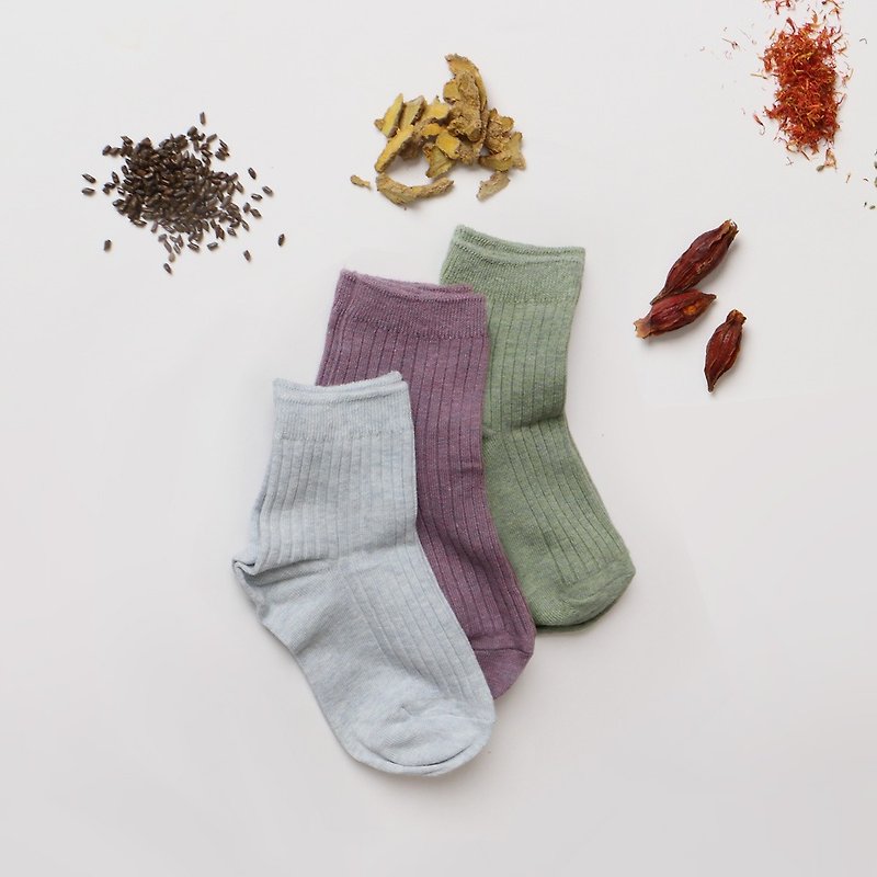 純天然植物染色棉質短襪 薄款 低筒襪 3雙一組 女生碼 - 袜子 - 棉．麻 紫色