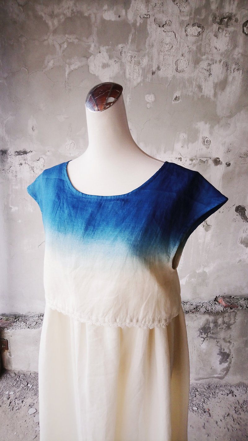 知染生活-天然蓝染手工两件式连身裙 - 洋装/连衣裙 - 棉．麻 