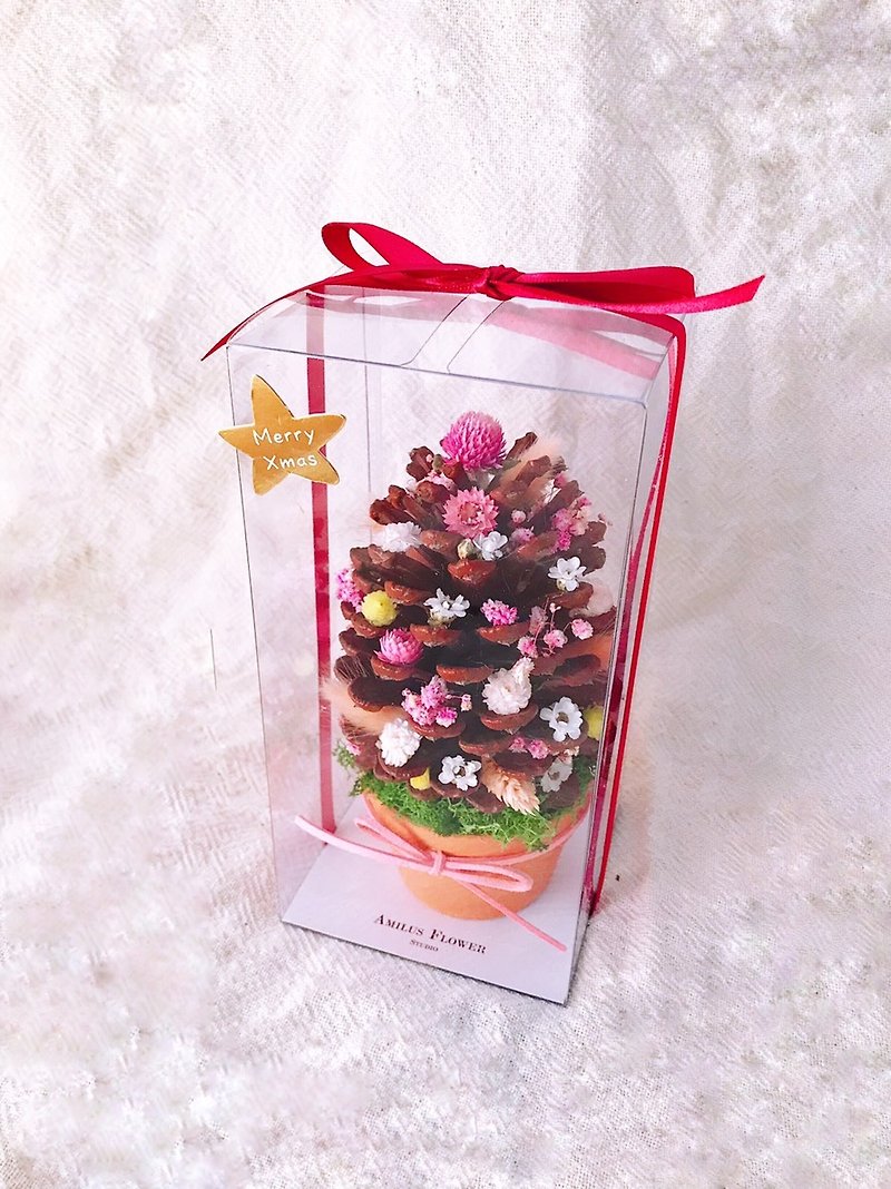 梦幻粉红松果圣诞树  圣诞礼物 干燥花 交换礼物 - 植栽/盆栽 - 植物．花 粉红色