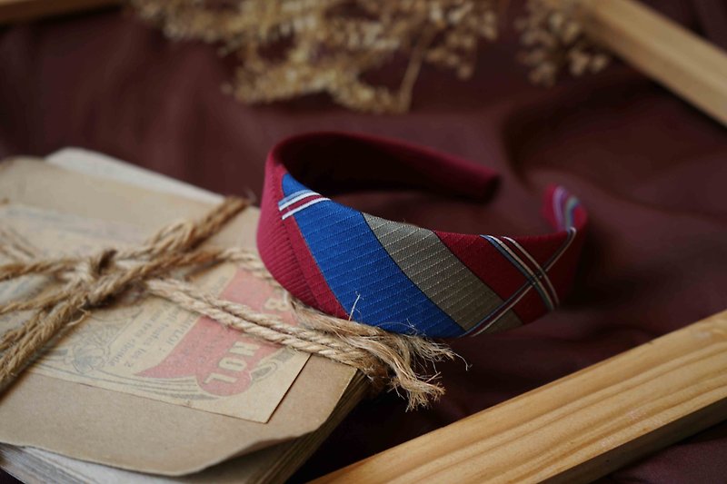 古董领带改制手工发箍-无与伦比的美丽-日式红 -宽版 - 发带/发箍 - 丝．绢 红色