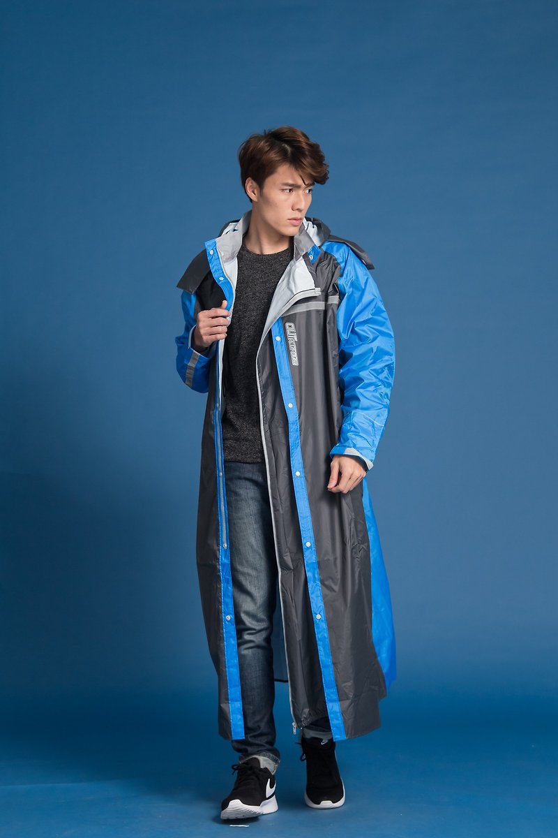 顶峰背包款前开式雨衣-铁灰/宝蓝 - 雨伞/雨衣 - 防水材质 多色