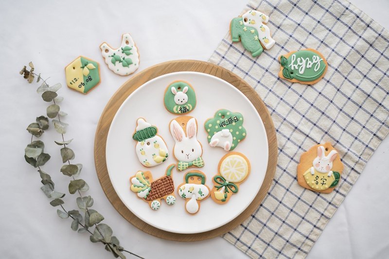 小柠檬兔宝宝 收涎饼干 糖霜饼干 - 手工饼干 - 新鲜食材 绿色