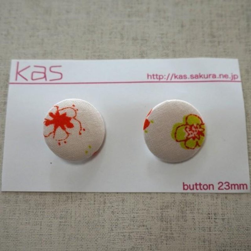 手刷りオリジナルくるみボタン「ハナ」(中) - 其他 - 棉．麻 粉红色