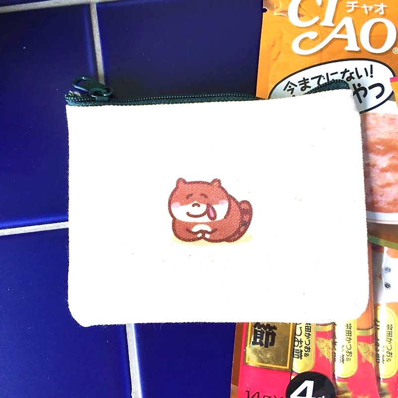 贪吃猫の日常 帆布零钱包 (票夹)  手工印制 Coin bag - 零钱包 - 棉．麻 红色