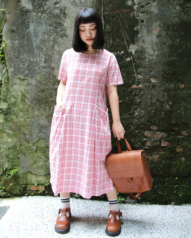 Back to Green:: 童话格纹  vintage dress (D-04) - 洋装/连衣裙 - 棉．麻 