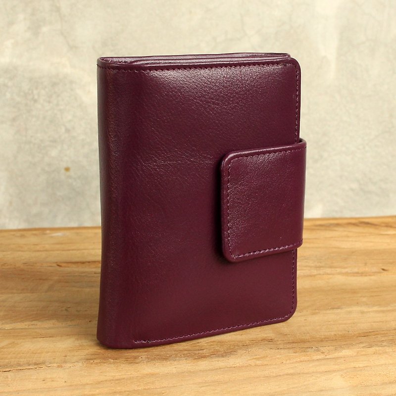 Wallet - Tri Fold - Purple / Kyoho Grapes color / Leather Wallet / Small Wallet - 皮夹/钱包 - 真皮 