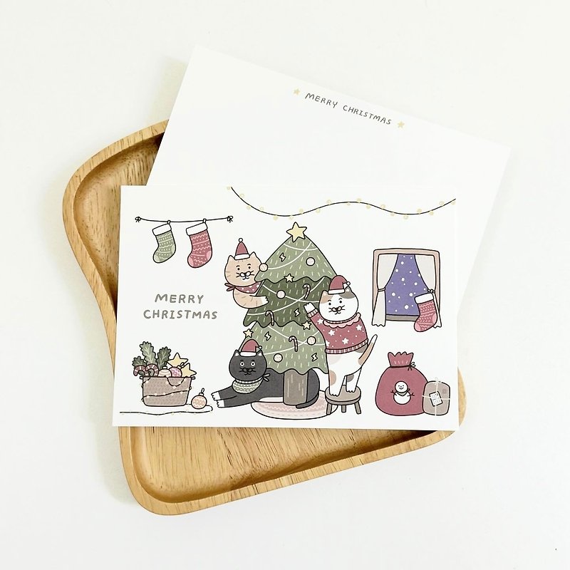 猫咪圣诞树-圣诞卡片/明信片 - 卡片/明信片 - 纸 白色