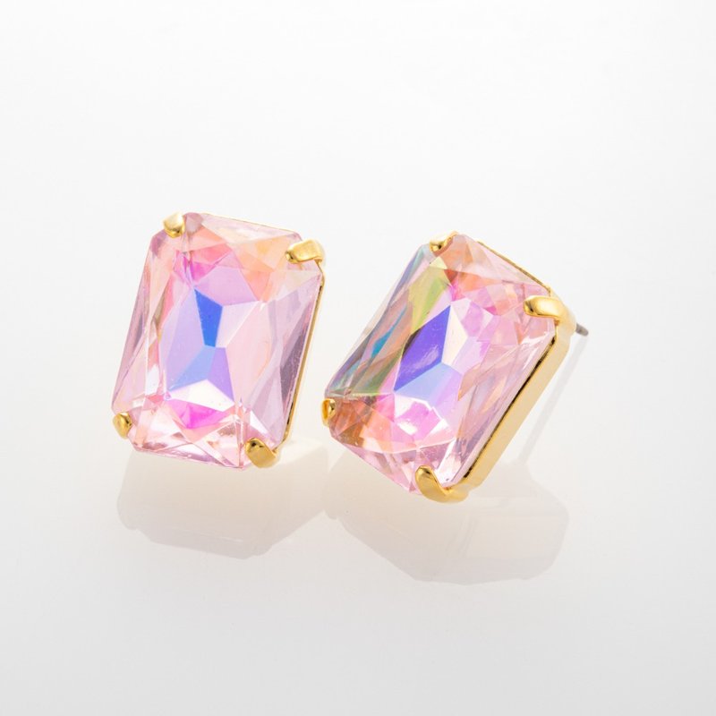 Aurora Pink  スタッドピアス - 耳环/耳夹 - 玻璃 粉红色