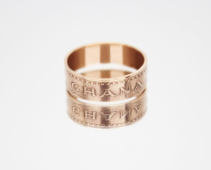 Ghana Coin Ring 1 pesewa 1979 coin rings for men coin rings for women - 戒指 - 其他金属 