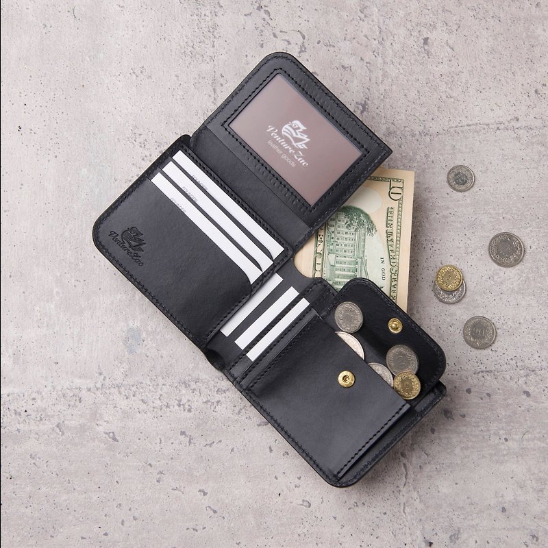 翻盖证件零钱袋短夹 Coin Wallet / 黑色 Black - 皮夹/钱包 - 真皮 黑色