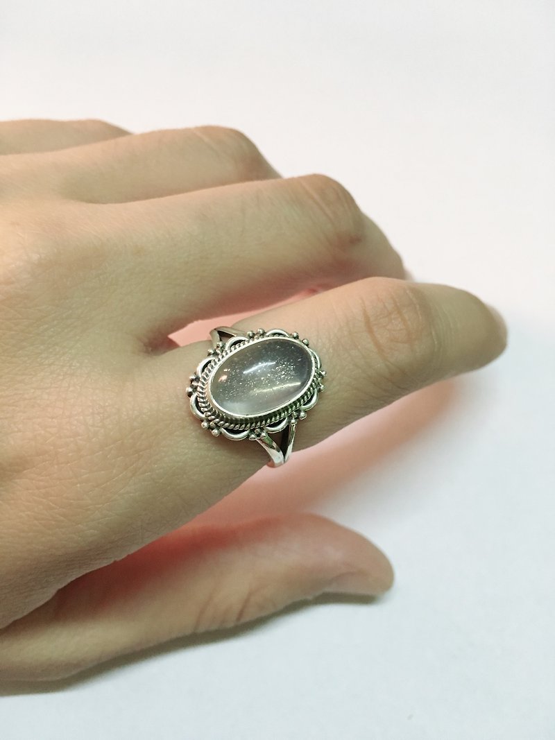 月光石 戒指 尼泊尔 手工制 925纯银 - 戒指 - 宝石 