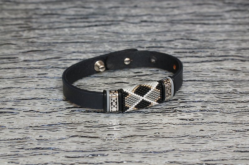 Aiko Beads Leather Bracelet - 手链/手环 - 真皮 
