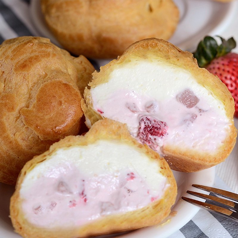 ★Aposo艾波索-草莓牛奶卡乐双馅泡芙4入★ - 蛋糕/甜点 - 新鲜食材 粉红色