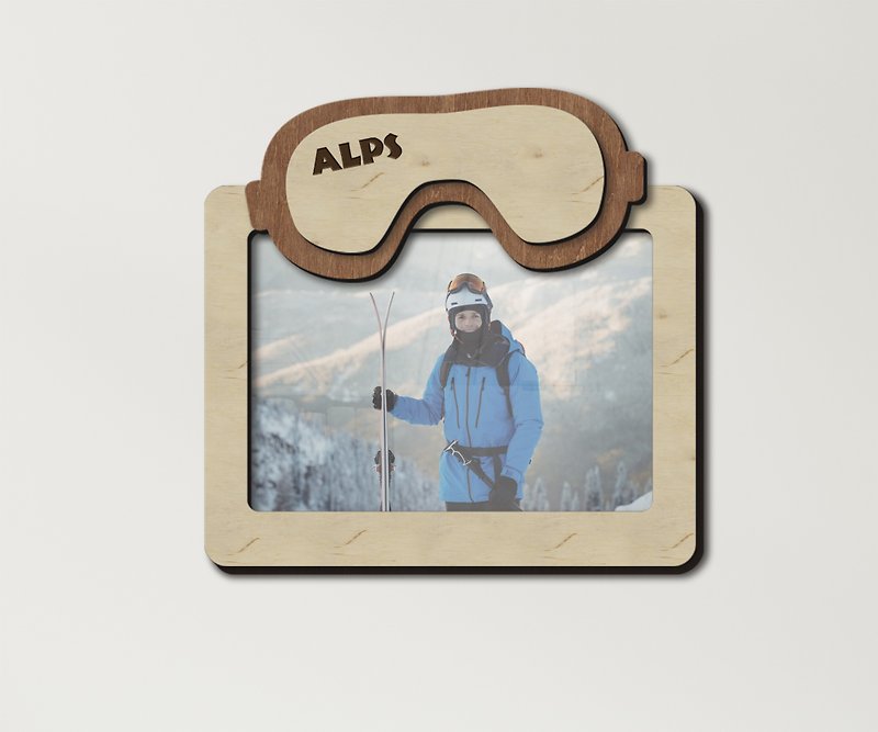 个性化滑雪面罩相框滑雪护目镜墙壁装饰定制尺寸 - 画框/相框 - 木头 多色