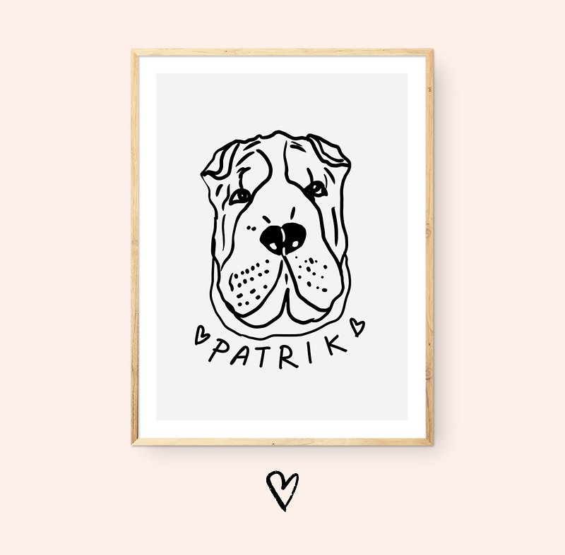 Custom dog portrait (DIGITAL FILE)  Funny handdrawn pet portrait - 订制画像 - 其他材质 白色