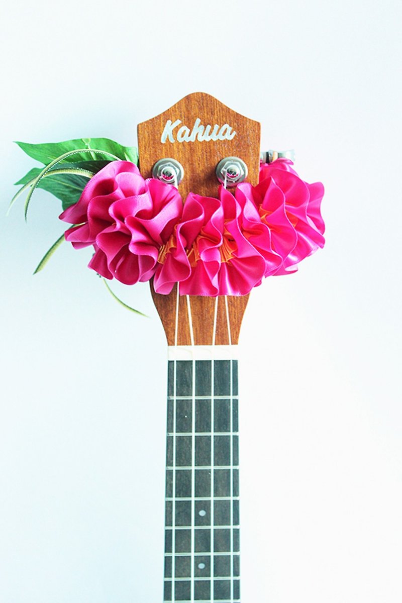 尤克里里专用的缎带饰品 烏克麗麗 尤克里里背带 雞蛋花 吉他吊飾 - 吉他配件 - 棉．麻 粉红色